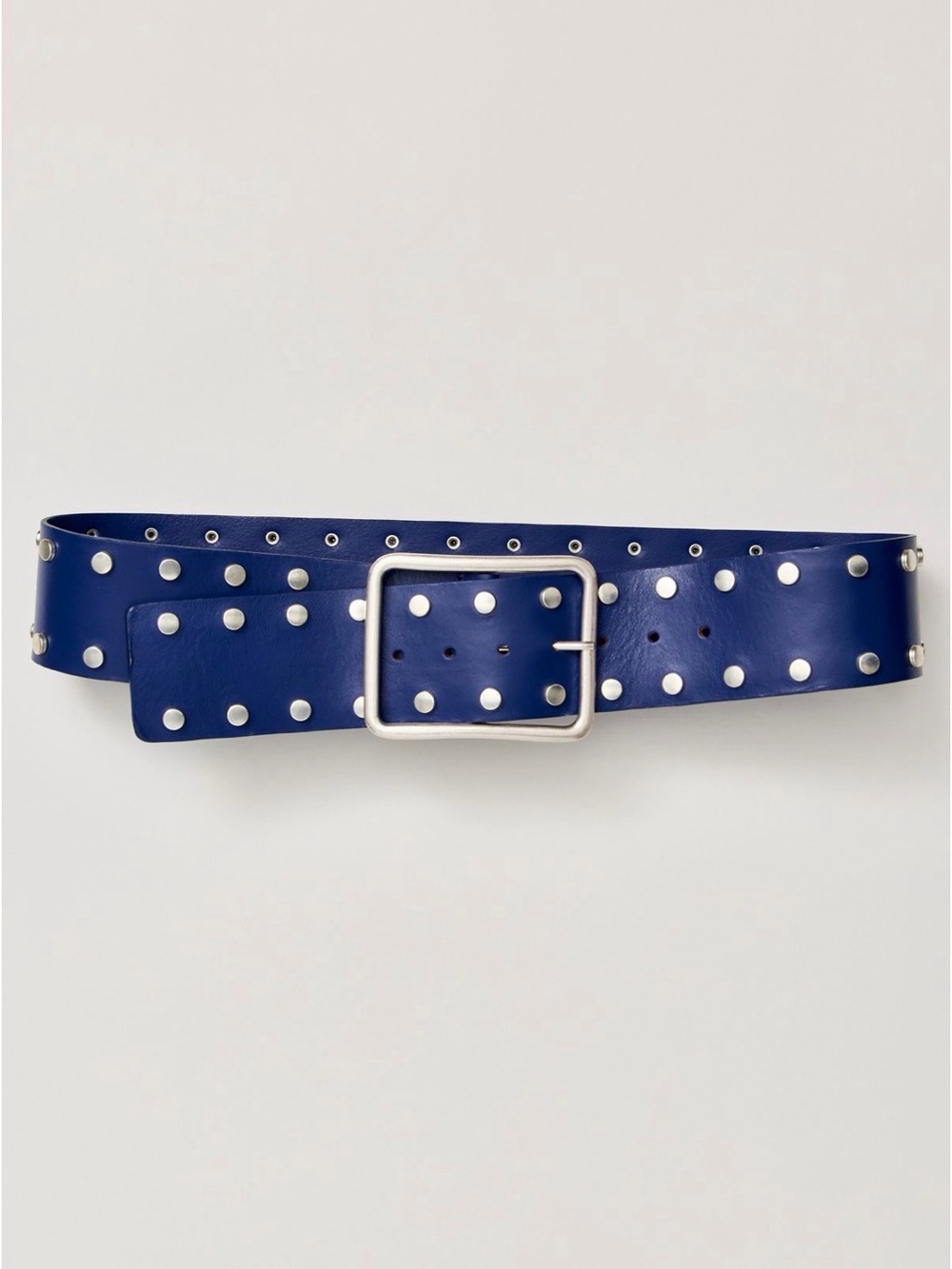Free People Blue Studded Leather Hip Belt – Size M/L Statement Accessory